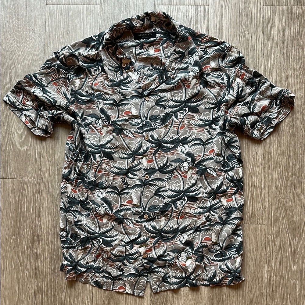 All Saints Black and White Casual Button Down Shirt